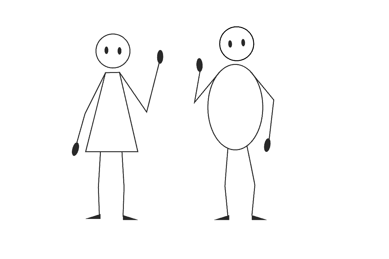 Illustration von zwei Stichmännchen die sich grüßen